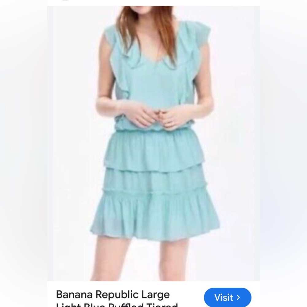 Banana Republic size M tall aqua tiered dress with ruffles